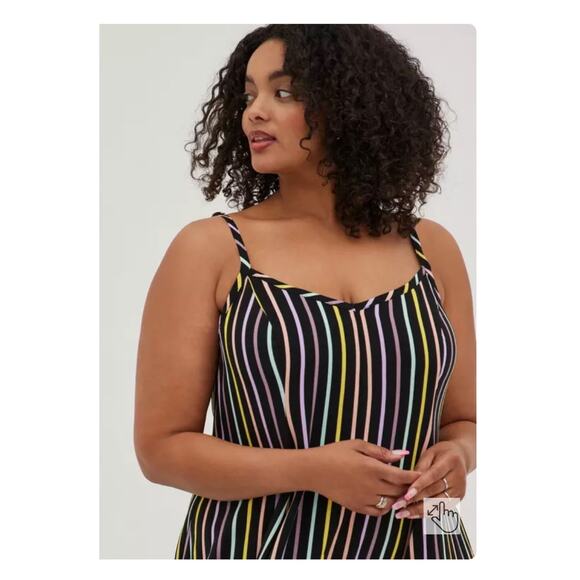 Torrid Black Stripe Challis Trapeze Tank Maxi Dress Sz.2 - Picture 3 of 15